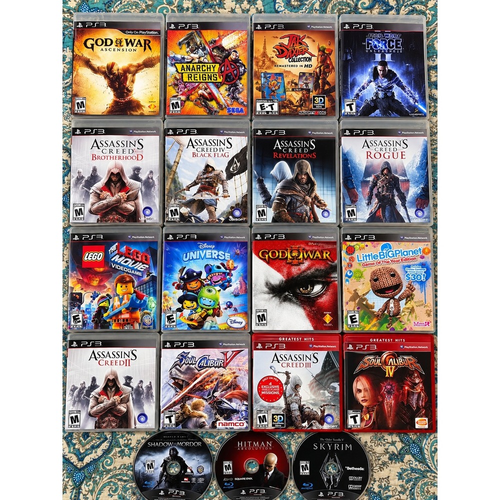 PlayStation 3 Game Lot 18 Game Assassins Creed God of War SoulCalibur PS3 Bundle
